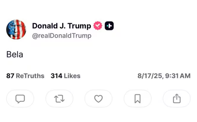 Цахим сүлжээнд Доналд Трампын бичсэн “bela” гэх үг ямар утгатай вэ?